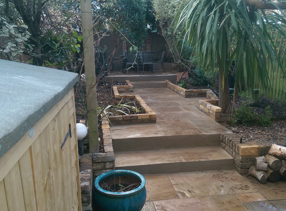 Hard Landscaping with Paving path with steps